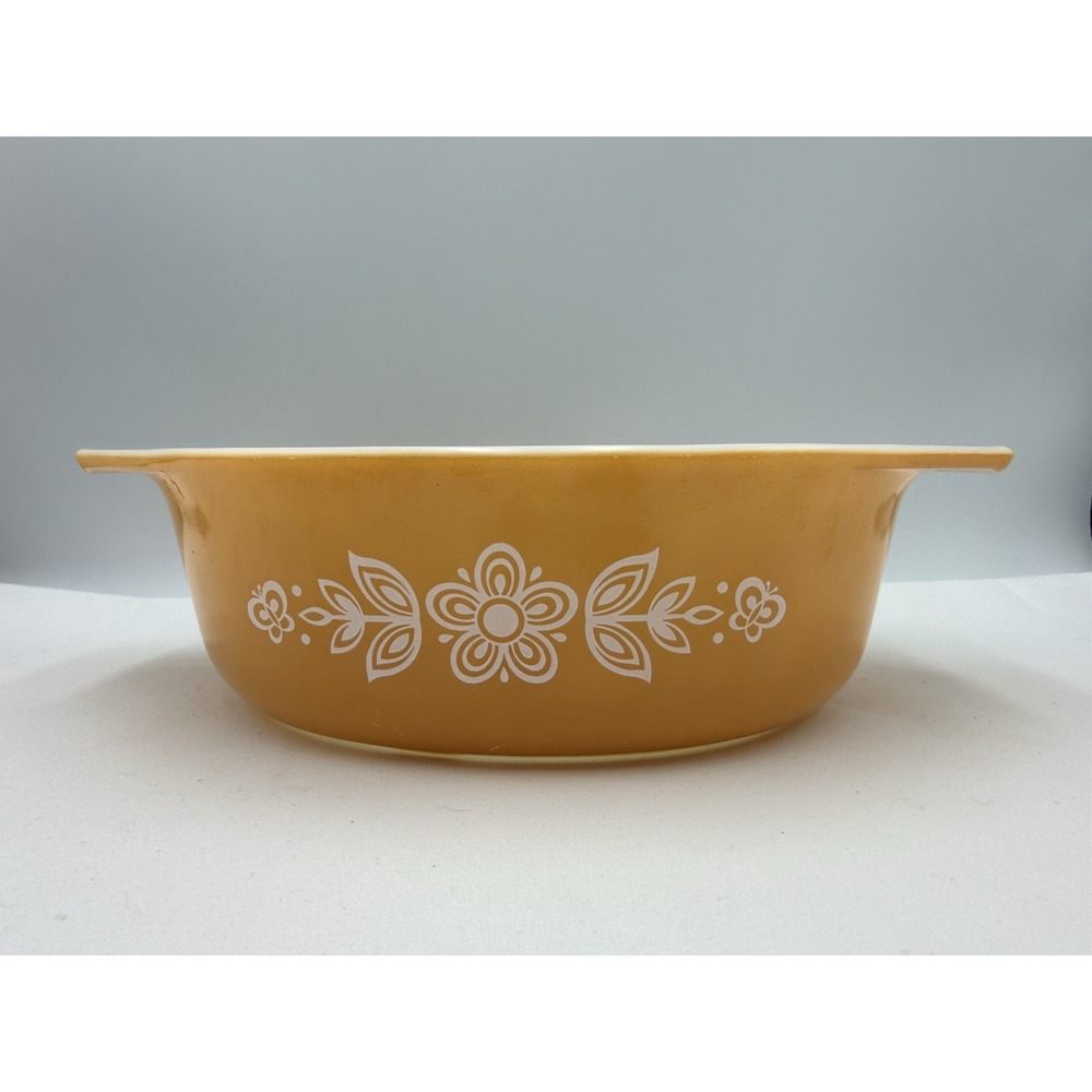 Pyrex Butterfly Gold 1-1/2 Qt Oval Casserole Baking Dish 043 NO LID USA
